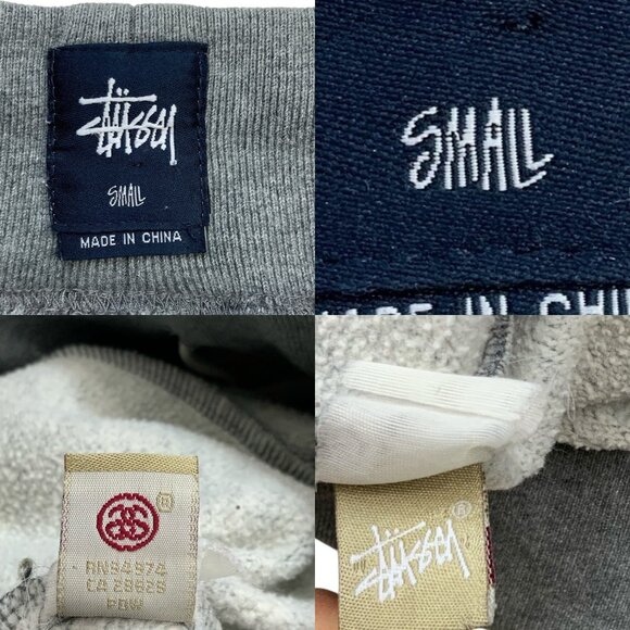 Stussy Mens Jogger Sweat Pant S Gray Logo Pull On Fit Pockets Striped Cuffs - Picture 4 of 13